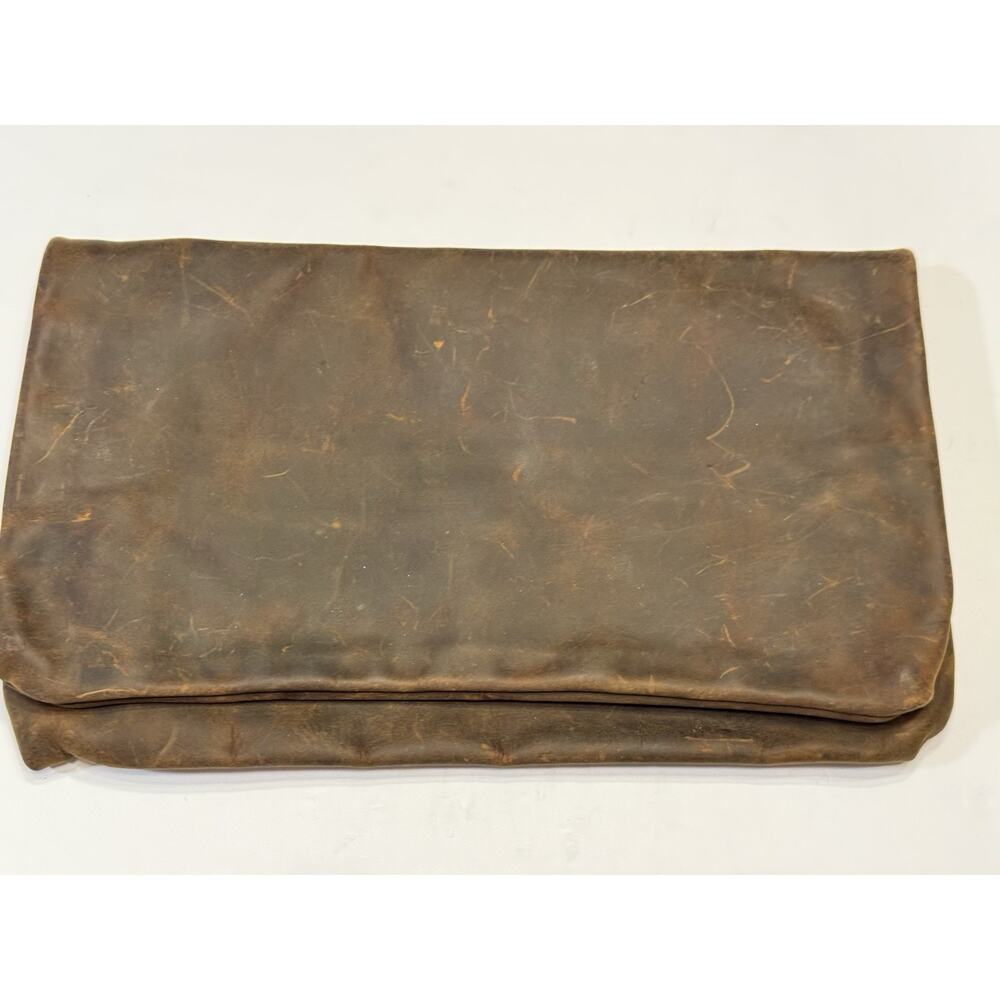 Coastal Hillbilly Brown Leather Clutch Purse Zipper Hand Made Rustic - Picture 2 of 9